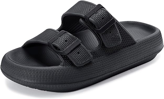 Weweya Sandals for Women and Men - Pillow Slippers - Double Buckle Adjustable Slides - EVA Flat Sandals